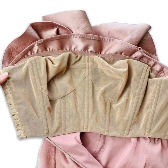 5a7 Cinq a Sept NWT Marceau Strapless Velvet Ruffle Sheath Midi Dress Back Slit - Picture 10 of 12